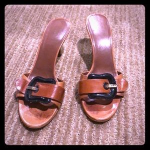 Stunning Fendi buckle slide heels